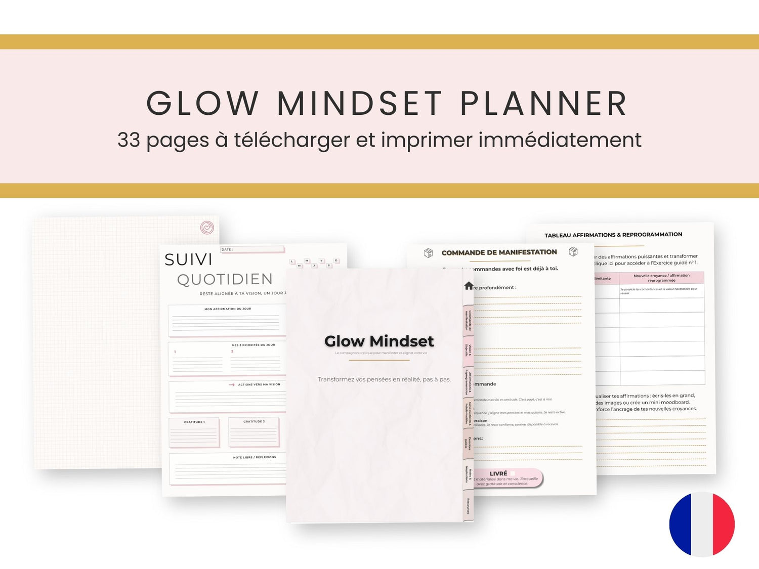 Glow Mindset Planner – Version imprimable (33 pages PDF à télécharger)